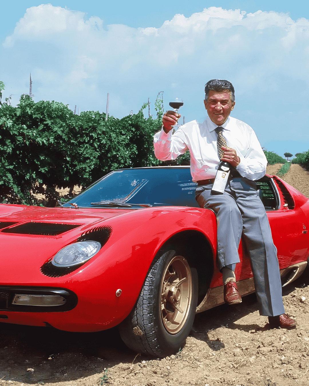 Two Lamborghini mini sparkling wine bottles